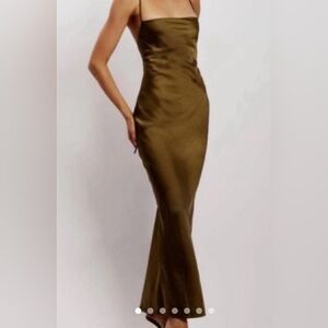 Sydney Satin Olive Green Evening Dress